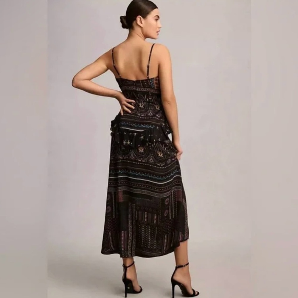 Anthropologie Black Maxi Dress with Intricate Patterns and ruffles medium - Picture 2 of 5